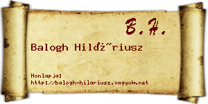 Balogh Hiláriusz névjegykártya